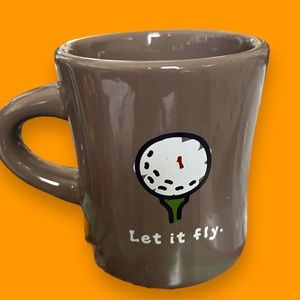 Life is Good Home "Let It Fly" Golf Ball & Tee Mocha Brown Ceramic Coffee Mug